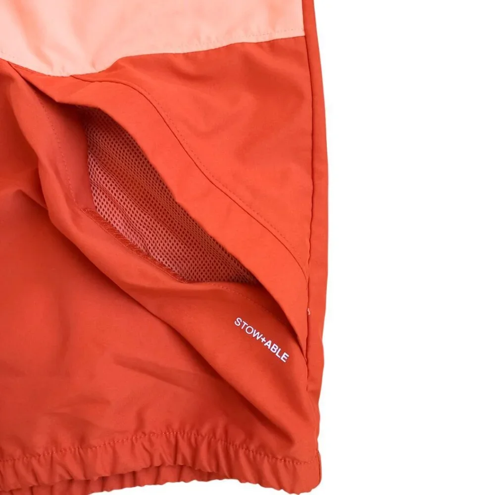 The North Face Youth XL Windbreaker Jacket Orange Colorblock Hooded Lightweight